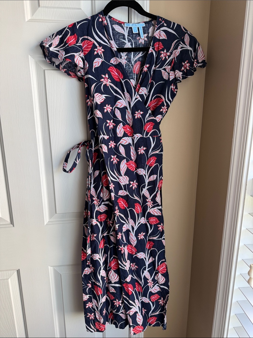 Draper James linen floral wrap dress size 6